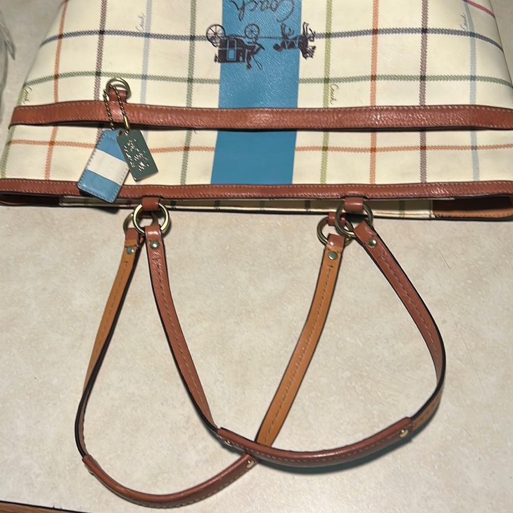 COACH D0868-12557 TABBY LEATHER SHOULDER BAG Cream colored stripes,minor wears. - Picture 9 of 11